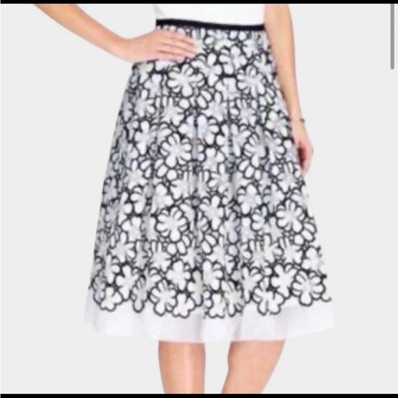 Talbots Skirt Sz 4P Petite Daisy Embellished Pleated Flared Lined 3D Floral EUC - Picture 2 of 14